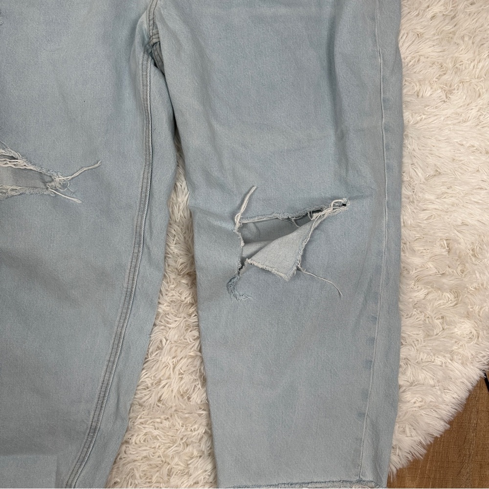 Old Navy High Rise Slouchy Straight Jeans 24 Distressed Button Fly - Picture 2 of 7